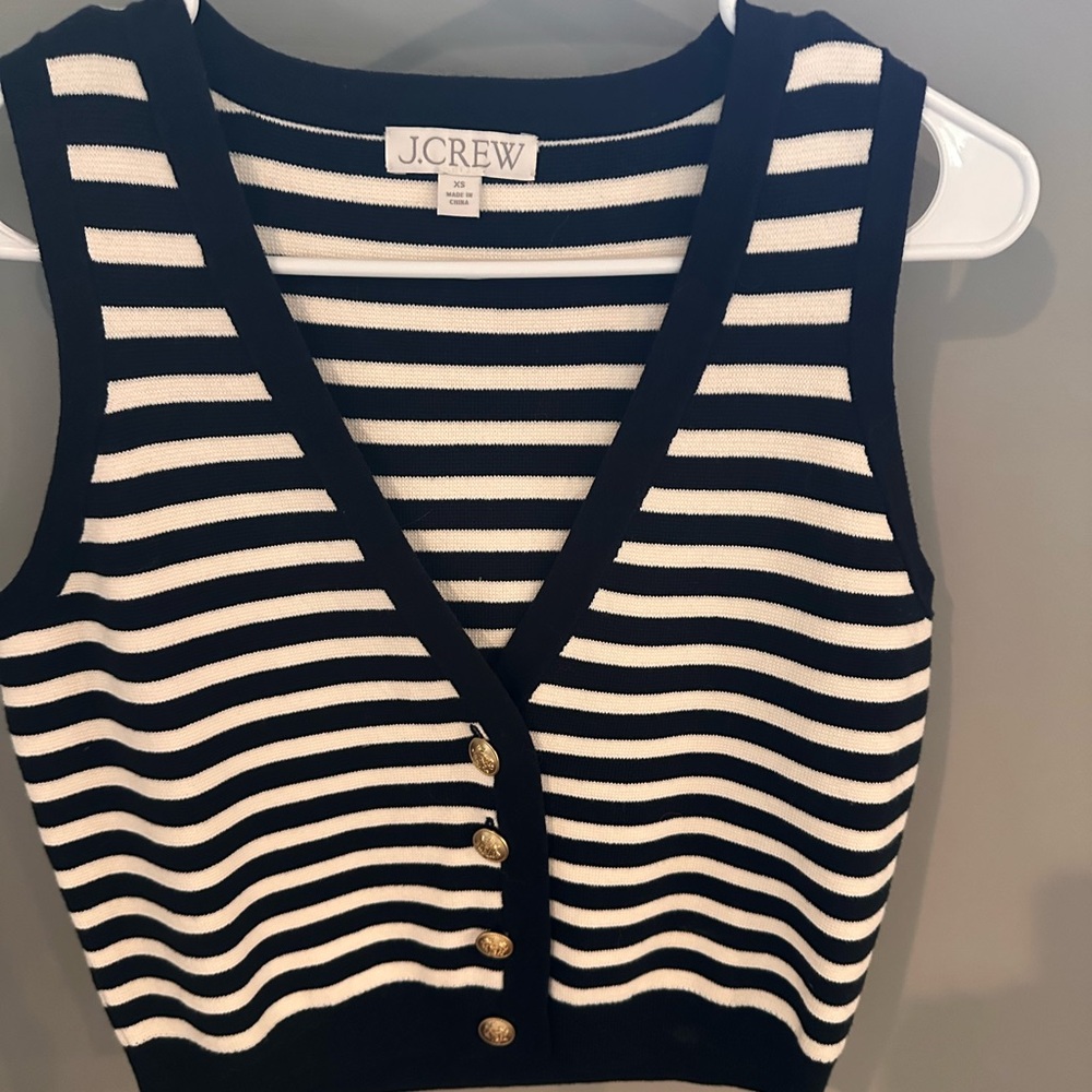 J. Crew Black and White Striped Tank Top - Picture 2 of 3
